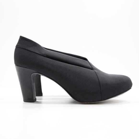 Eileen Fisher Black Fabric Cutout 3" Block Heel Pumps - 7 - Picture 3 of 7